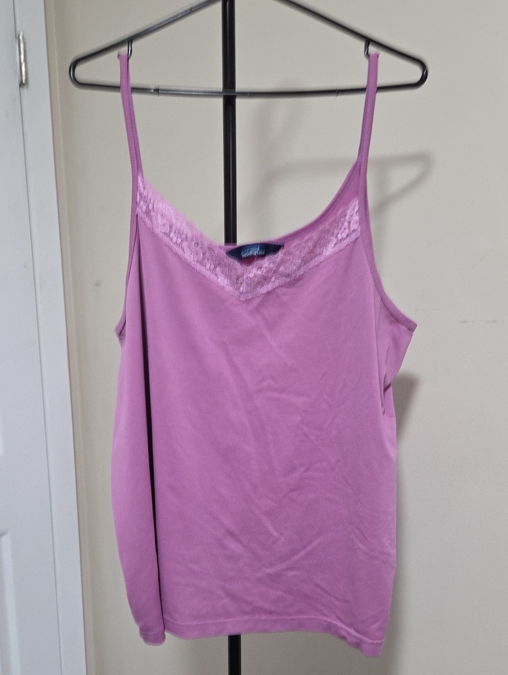 Penningtons Plus Size Pink Lace-Trim Spaghetti Strap Camisole